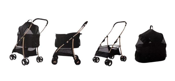 LEO PET - Passeggino per Animali con Trasportino Estraibile Double NERO
